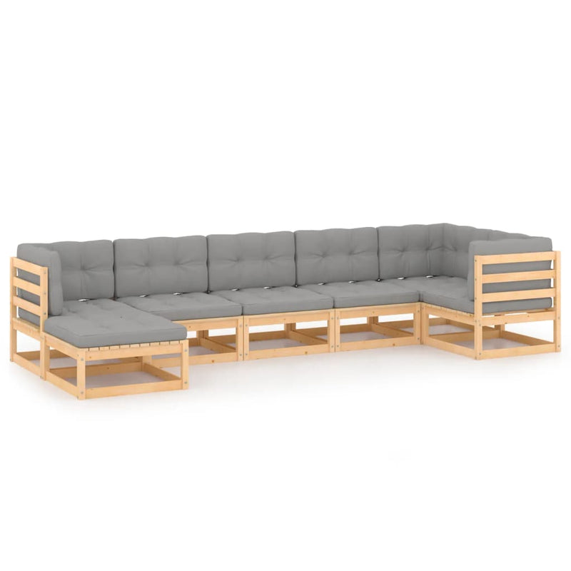 vidaXL 7 Piece Garden Lounge Set with Cushions Solid Pinewood