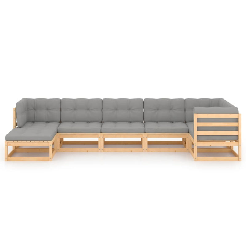 vidaXL 7 Piece Garden Lounge Set with Cushions Solid Pinewood