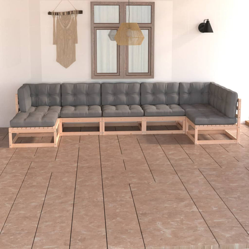 vidaXL 7 Piece Garden Lounge Set with Cushions Solid Pinewood