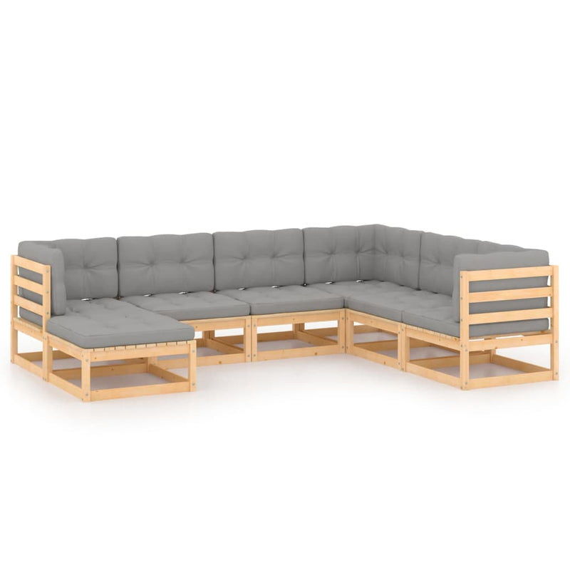 vidaXL 7 Piece Garden Lounge Set with Cushions Solid Pinewood