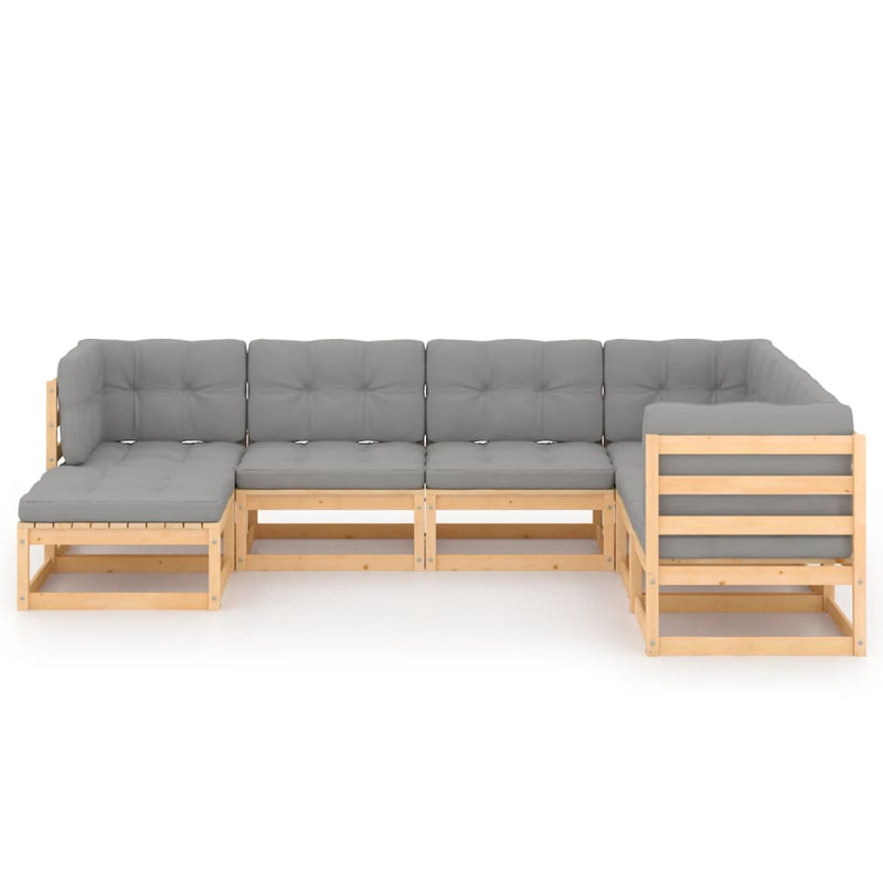 vidaXL 7 Piece Garden Lounge Set with Cushions Solid Pinewood