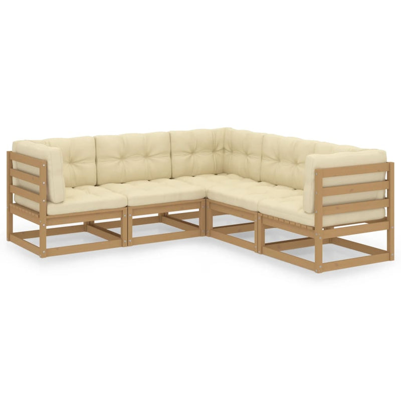 vidaXL 5 Piece Garden Lounge Set with Cushions Solid Pinewood