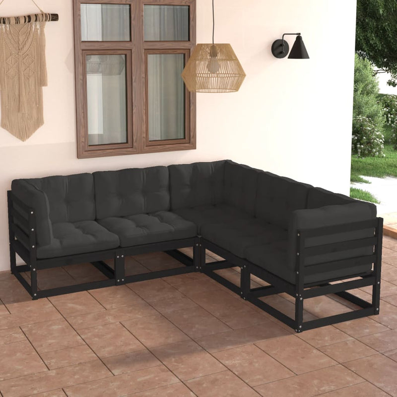 vidaXL 5 Piece Garden Lounge Set with Cushions Solid Pinewood
