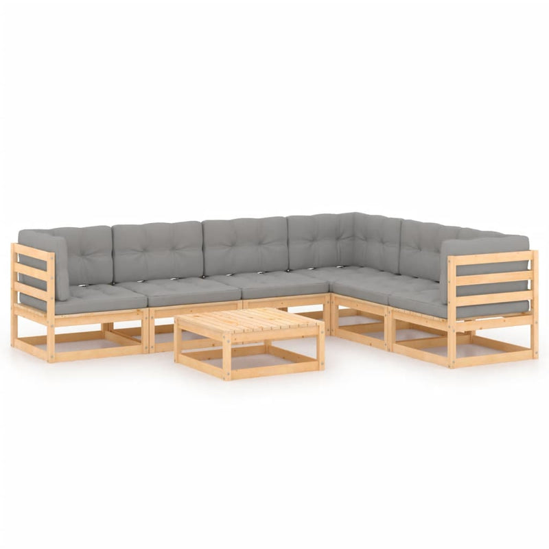 vidaXL 7 Piece Garden Lounge Set with Cushions Solid Pinewood