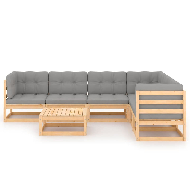 vidaXL 7 Piece Garden Lounge Set with Cushions Solid Pinewood
