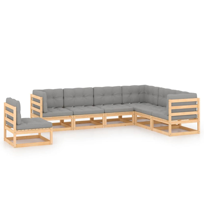 vidaXL 7 Piece Garden Lounge Set with Cushions Solid Pinewood