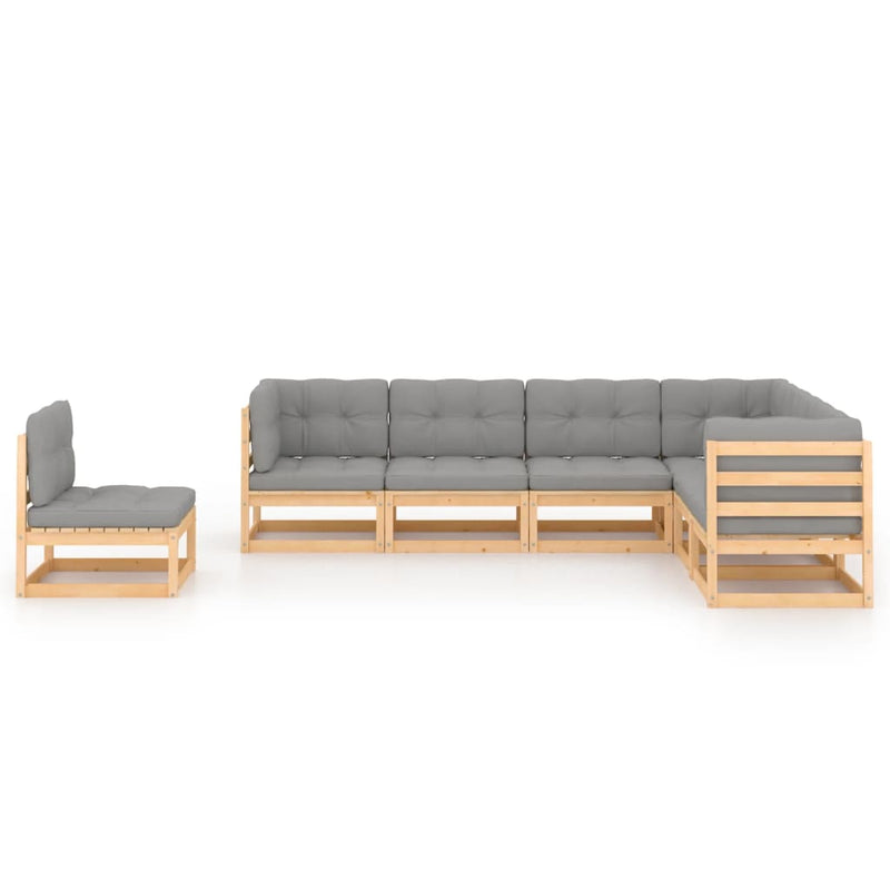 vidaXL 7 Piece Garden Lounge Set with Cushions Solid Pinewood