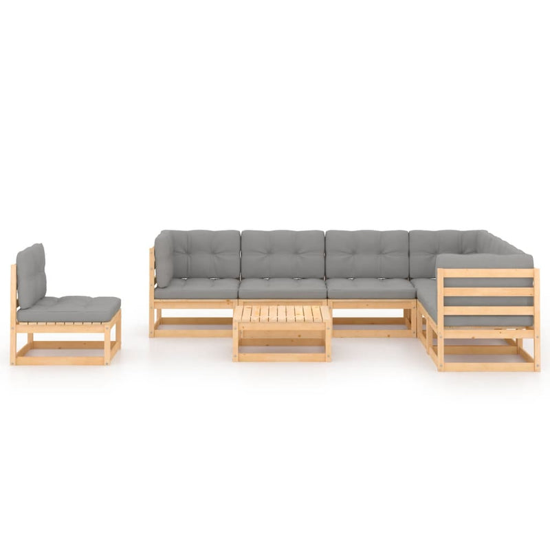 vidaXL 8 Piece Garden Lounge Set with Cushions Solid Pinewood