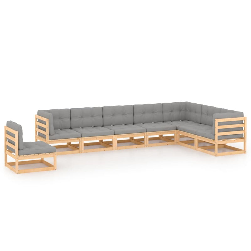 vidaXL 8 Piece Garden Lounge Set with Cushions Solid Pinewood