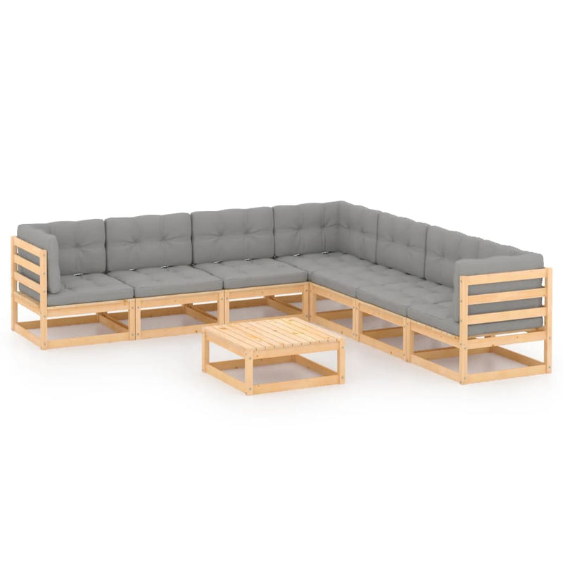 vidaXL 8 Piece Garden Lounge Set with Cushions Solid Pinewood