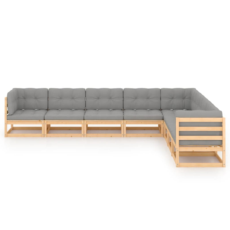 vidaXL 8 Piece Garden Lounge Set with Cushions Solid Pinewood