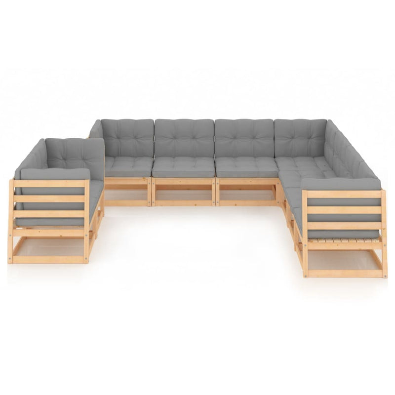 vidaXL 9 Piece Garden Lounge Set with Cushions Solid Pinewood