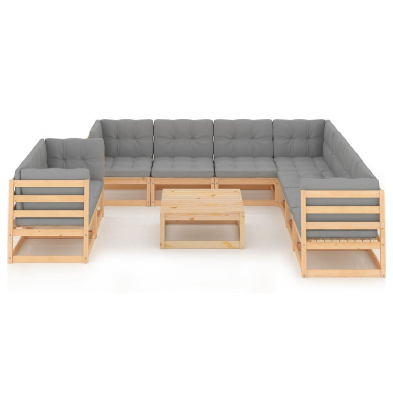 vidaXL 10 Piece Garden Lounge Set with Cushions Solid Pinewood