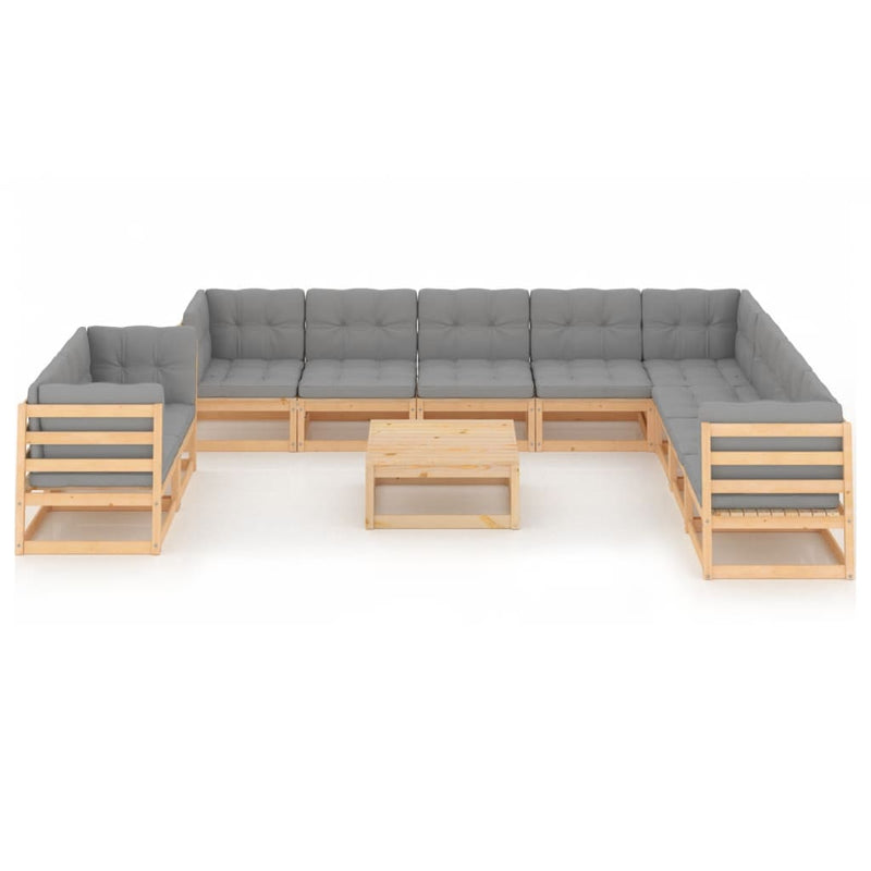 vidaXL 11 Piece Garden Lounge Set with Cushions Solid Pinewood