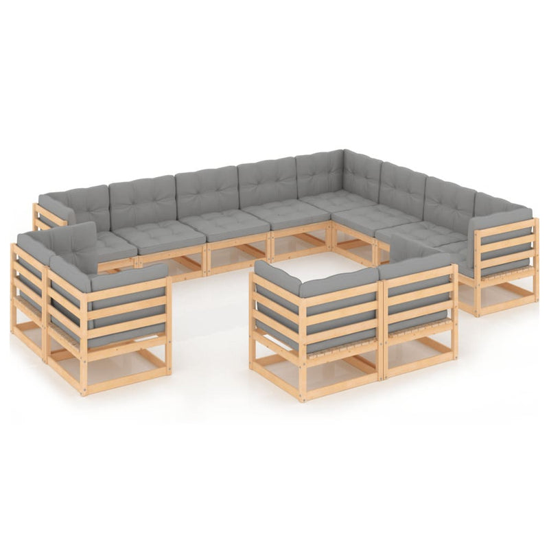 vidaXL 12 Piece Garden Lounge Set with Cushions Solid Pinewood