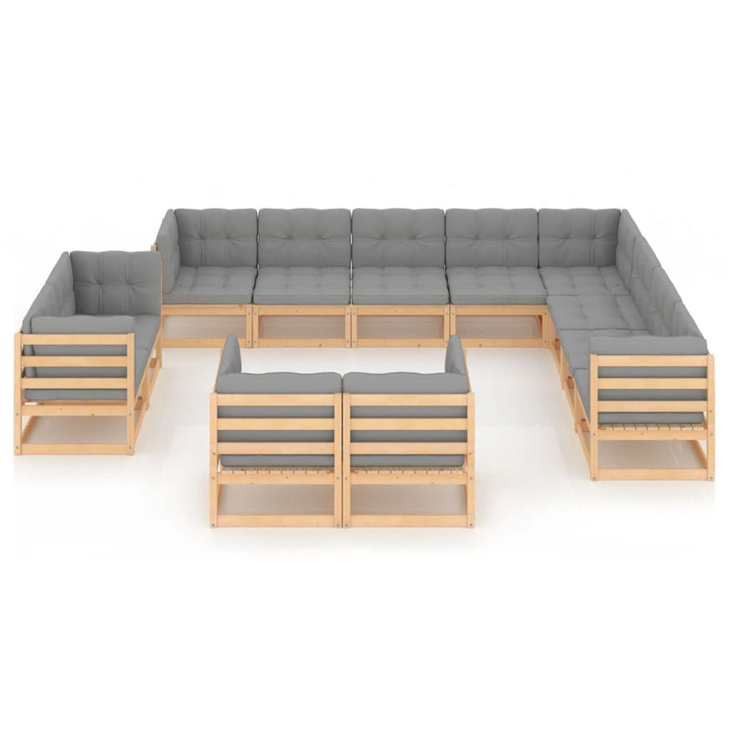 vidaXL 12 Piece Garden Lounge Set with Cushions Solid Pinewood