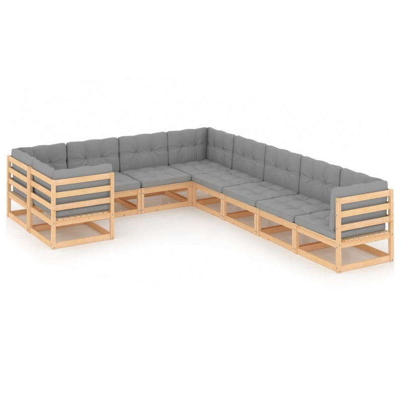 vidaXL 9 Piece Garden Lounge Set with Cushions Solid Pinewood