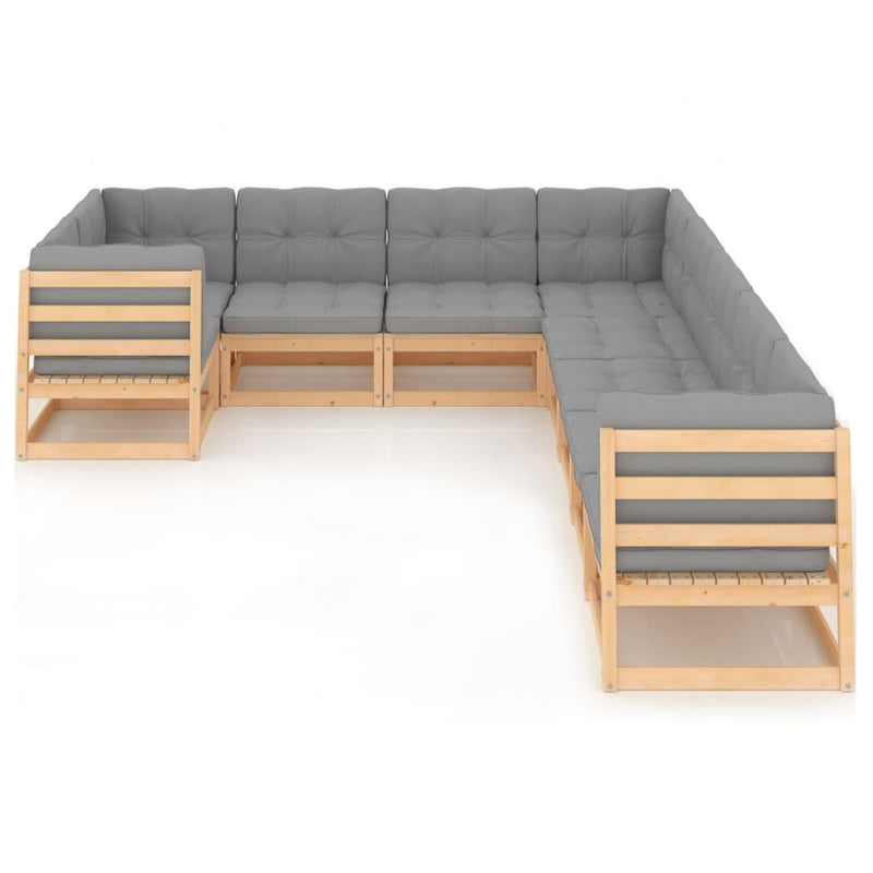 vidaXL 9 Piece Garden Lounge Set with Cushions Solid Pinewood