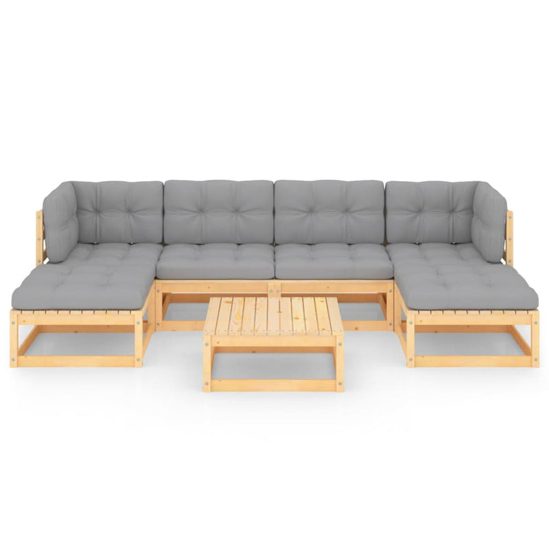 vidaXL 7 Piece Garden Lounge Set with Cushions Solid Pinewood