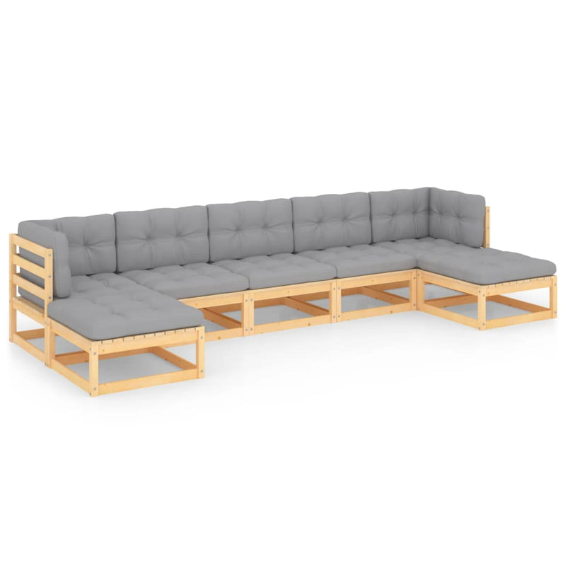 vidaXL 7 Piece Garden Lounge Set with Cushions Solid Pinewood