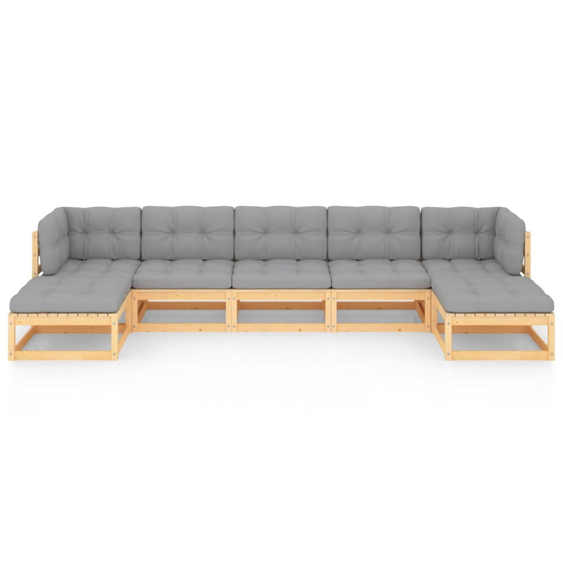 vidaXL 7 Piece Garden Lounge Set with Cushions Solid Pinewood