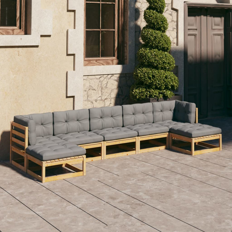 vidaXL 7 Piece Garden Lounge Set with Cushions Solid Pinewood