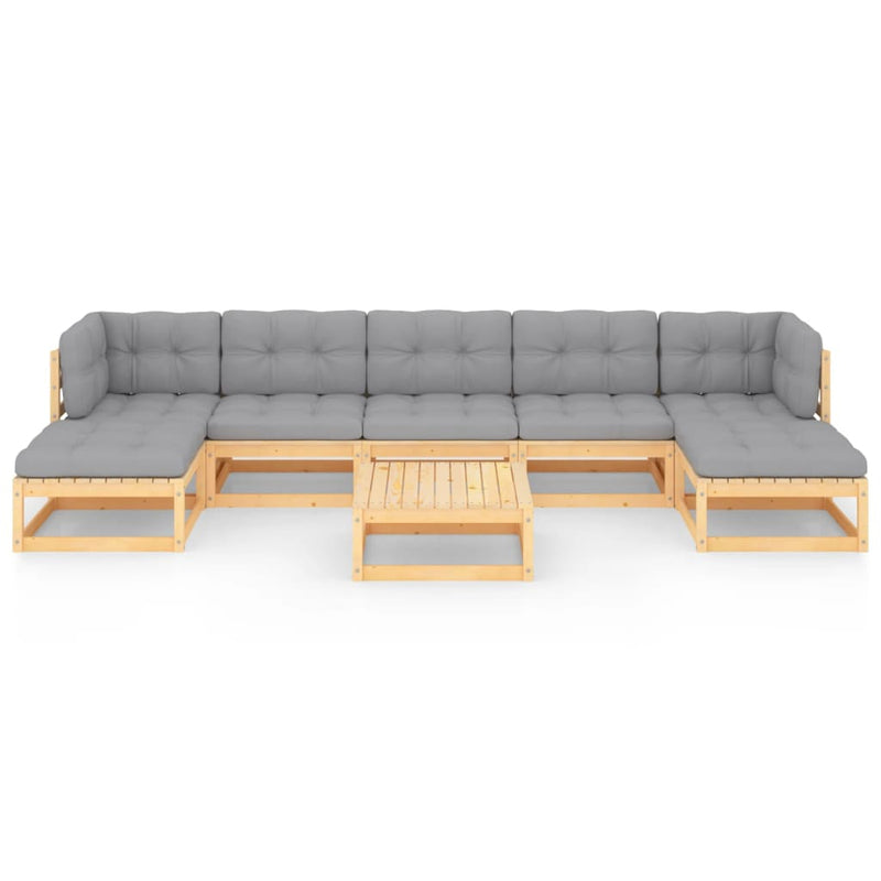 vidaXL 8 Piece Garden Lounge Set with Cushions Solid Pinewood