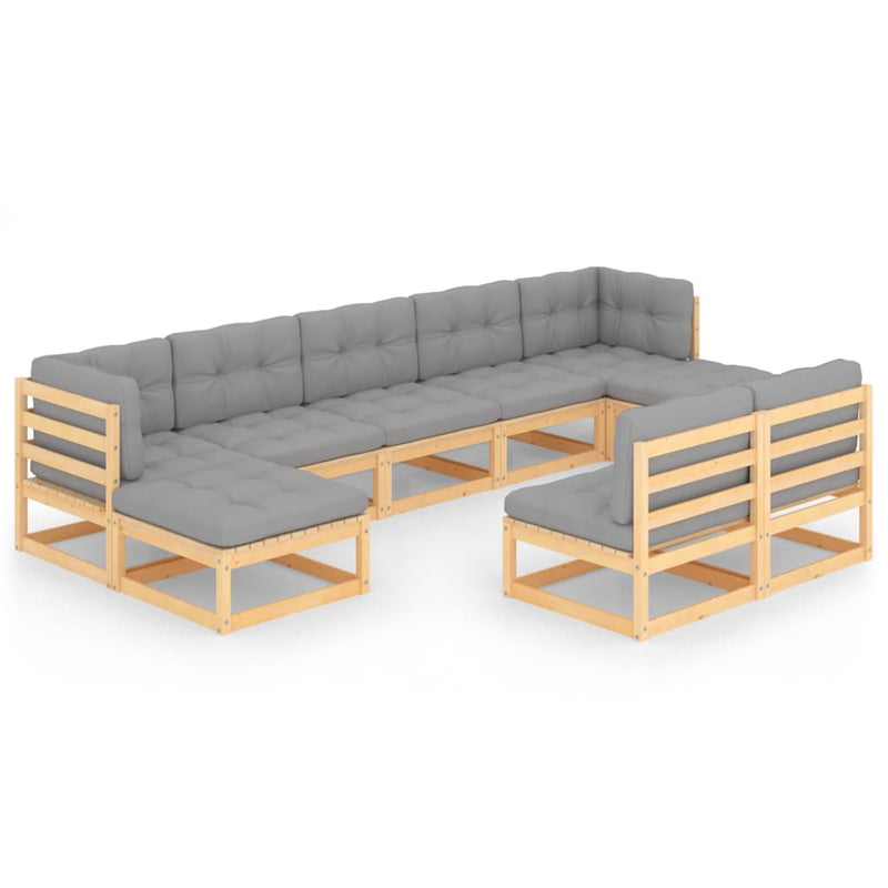 vidaXL 9 Piece Garden Lounge Set with Cushions Solid Pinewood
