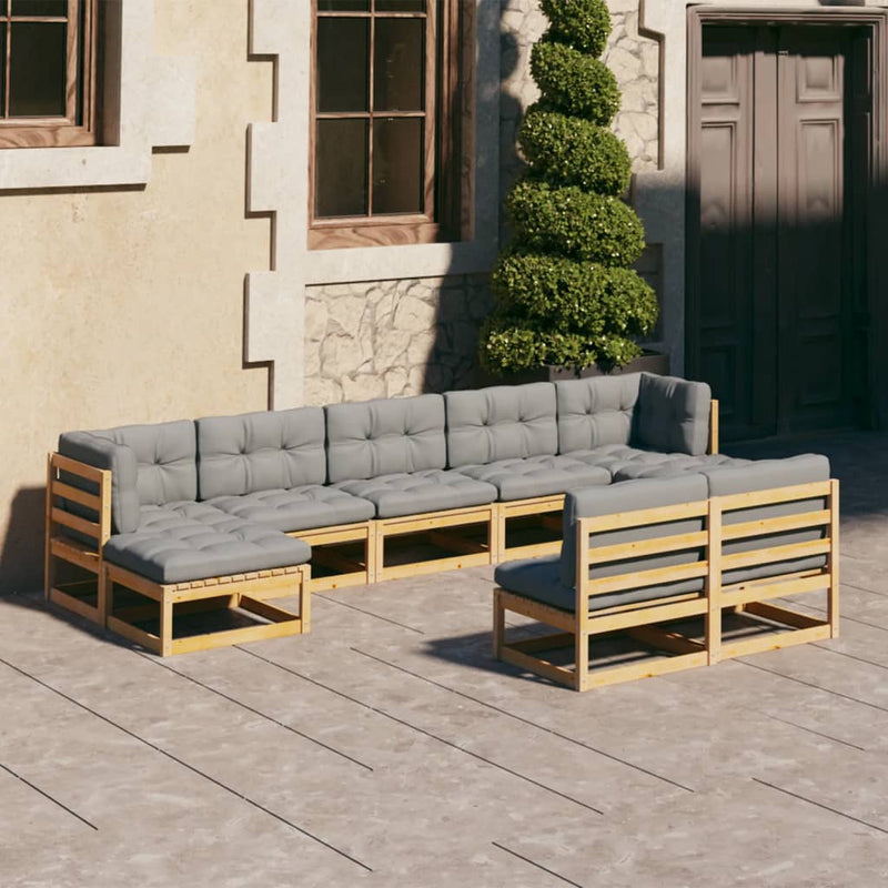 vidaXL 9 Piece Garden Lounge Set with Cushions Solid Pinewood