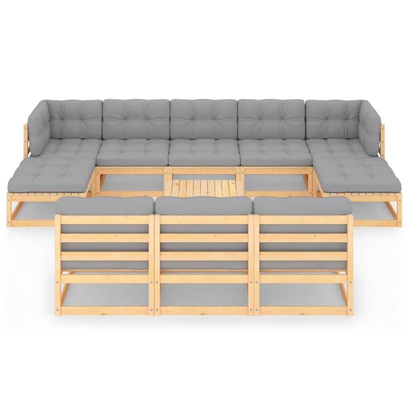 vidaXL 11 Piece Garden Lounge Set with Cushions Solid Pinewood