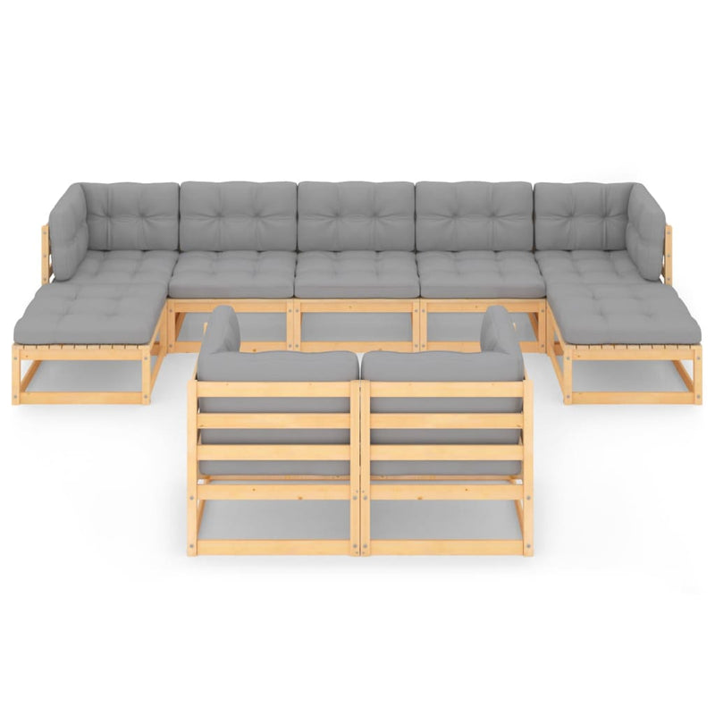 vidaXL 9 Piece Garden Lounge Set with Cushions Solid Pinewood