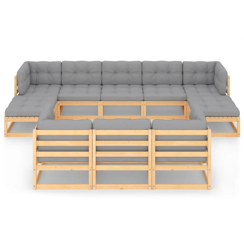 vidaXL 10 Piece Garden Lounge Set with Cushions Solid Pinewood