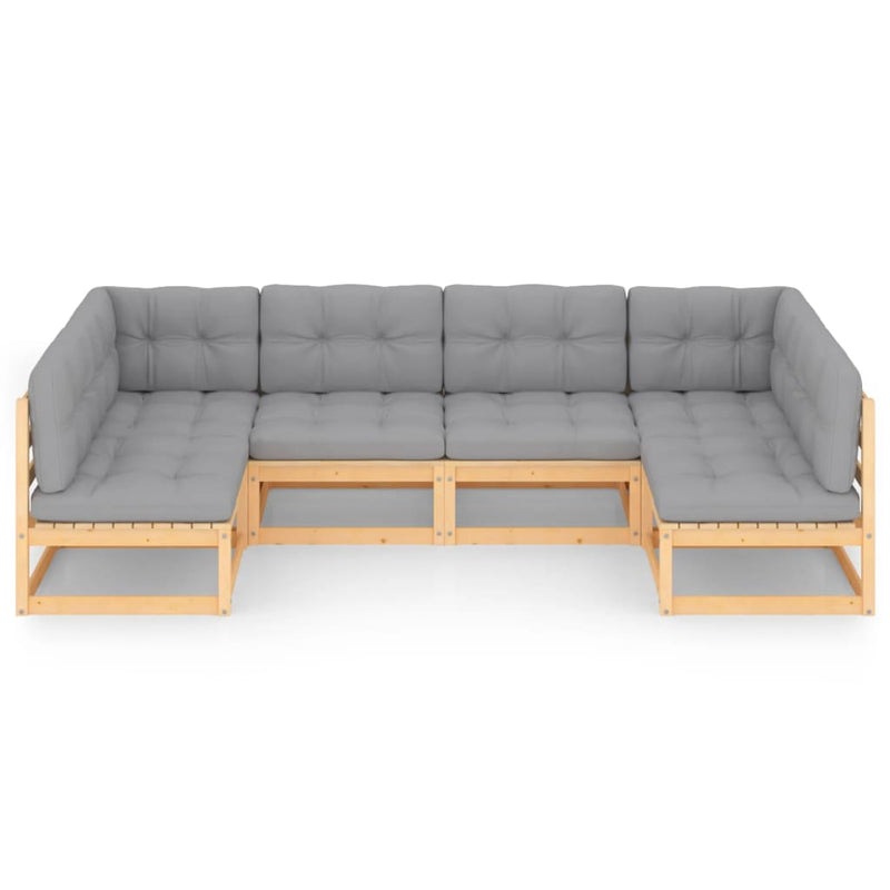 vidaXL 6 Piece Garden Lounge Set with Cushions Solid Pinewood