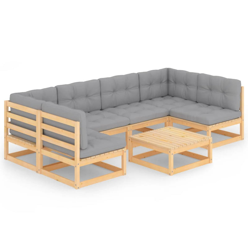 vidaXL 7 Piece Garden Lounge Set with Cushions Solid Pinewood