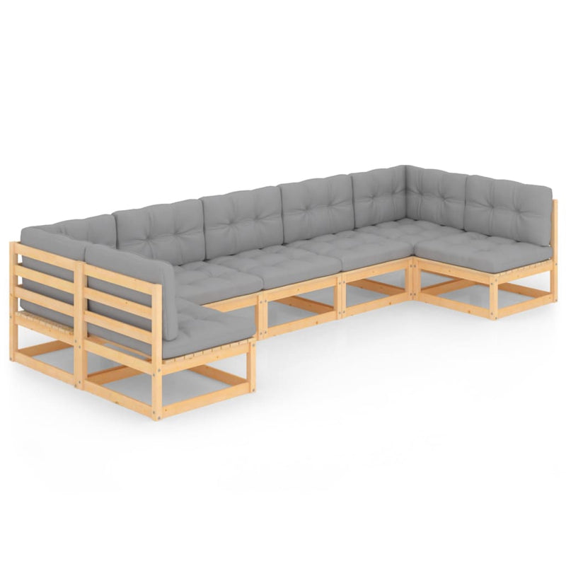 vidaXL 7 Piece Garden Lounge Set with Cushions Solid Pinewood