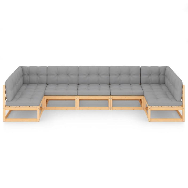 vidaXL 7 Piece Garden Lounge Set with Cushions Solid Pinewood