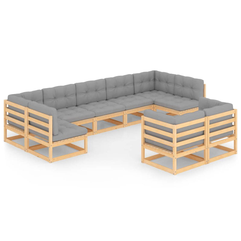 vidaXL 9 Piece Garden Lounge Set with Cushions Solid Pinewood
