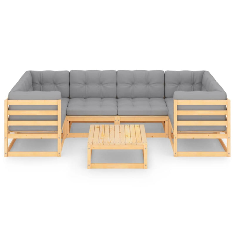 vidaXL 7 Piece Garden Lounge Set with Cushions Solid Pinewood