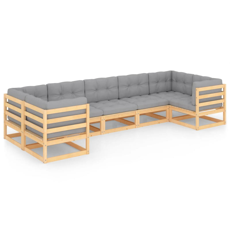 vidaXL 7 Piece Garden Lounge Set with Cushions Solid Pinewood