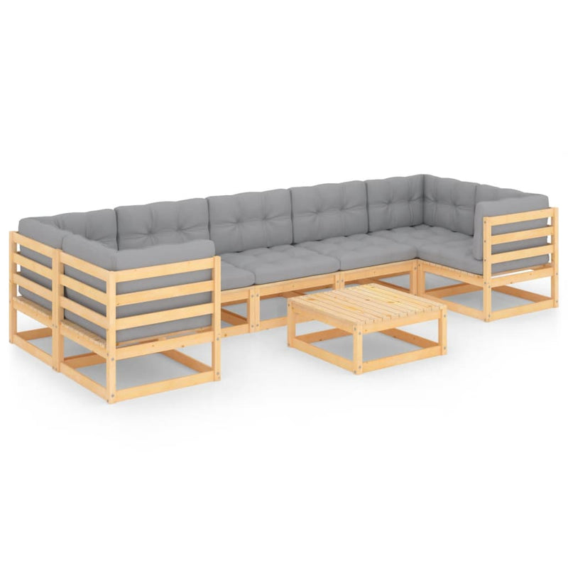 vidaXL 8 Piece Garden Lounge Set with Cushions Solid Pinewood