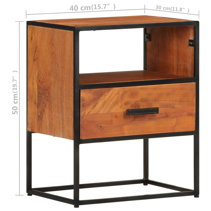 vidaXL Bed Cabinet 40x30x50 cm Solid Acacia Wood