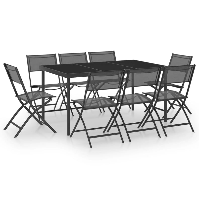 vidaXL 9 Piece Outdoor Dining Set Steel
