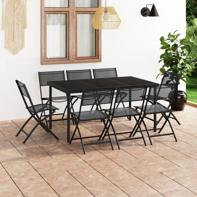 vidaXL 9 Piece Outdoor Dining Set Steel