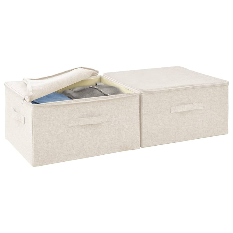 vidaXL Storage Boxes 2 pcs Fabric 43x34x23 cm Cream