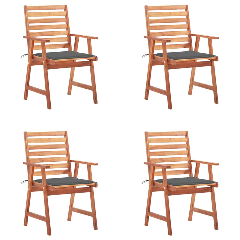 vidaXL Outdoor Dining Chairs 4 pcs with Cushions Solid Acacia Wood