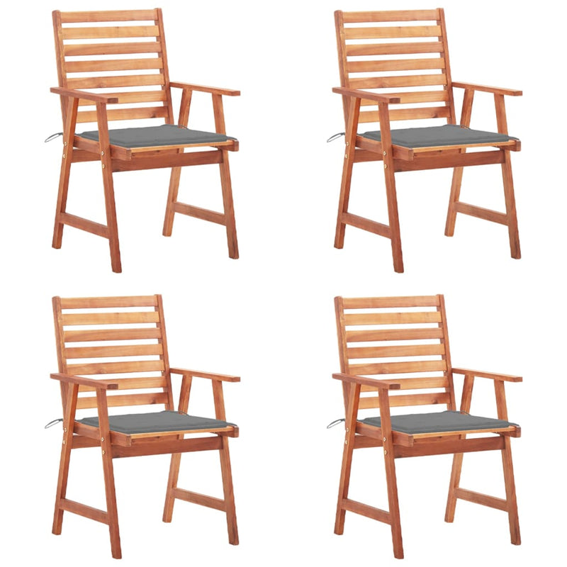 vidaXL Outdoor Dining Chairs 4 pcs with Cushions Solid Acacia Wood