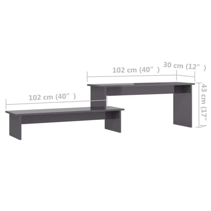 vidaXL TV Cabinet High Gloss Grey 180x30x43 cm Engineered Wood