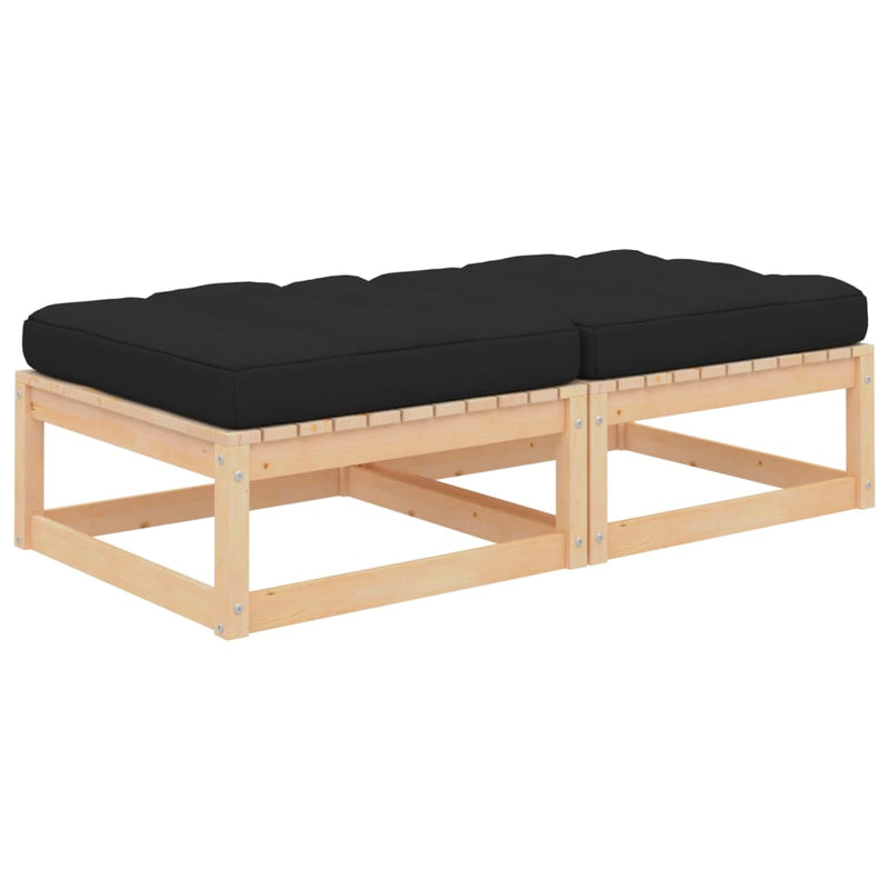 vidaXL Garden Footstools with Cushions 2 pcs Solid Pinewood