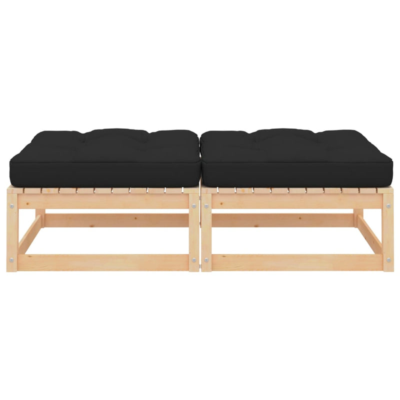 vidaXL Garden Footstools with Cushions 2 pcs Solid Pinewood