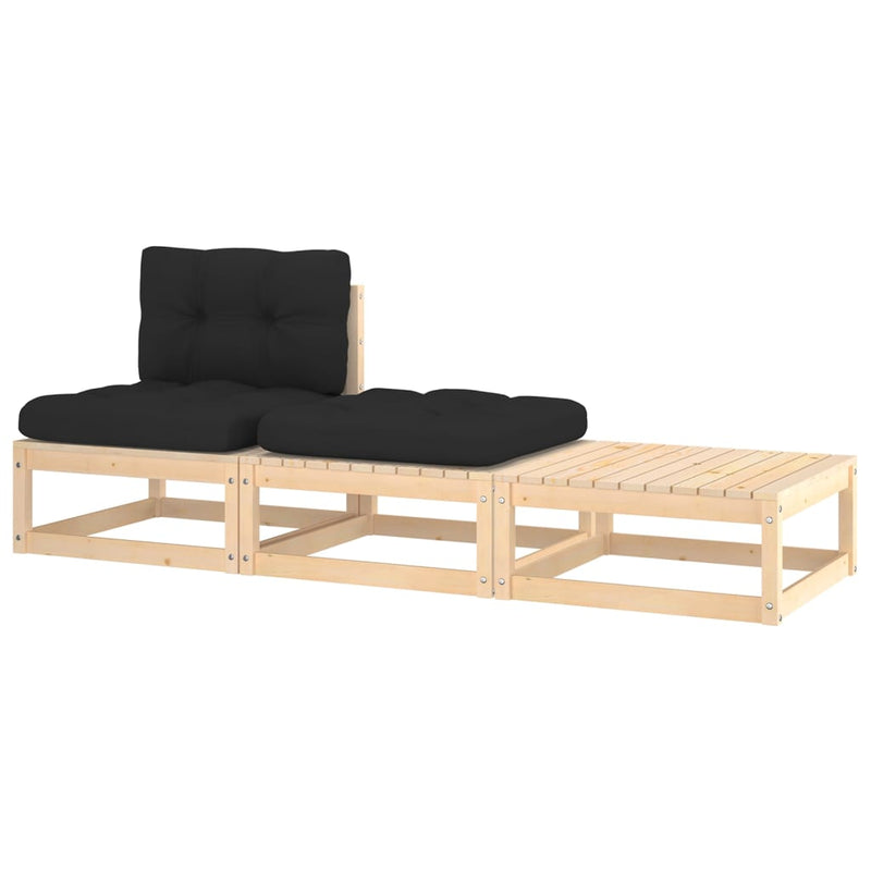 vidaXL 3 Piece Garden Lounge Set with Cushions Solid Pinewood
